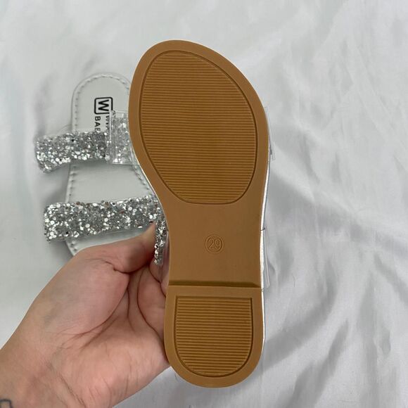 Silver Rhinestone Sandal Slides EU 29 US Kids / Toddler 12 - Picture 4 of 6